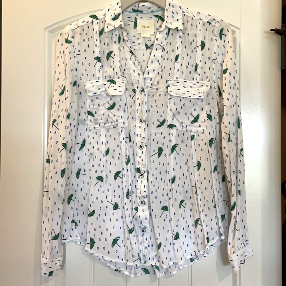 Anthropologie Maeve - rainy day long sleeve button down - size 2